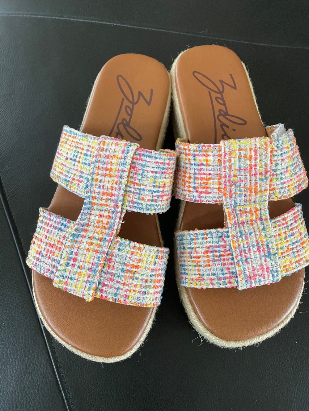 Zodiac Izzy Multicolor Tweed Platform Slide Sandals